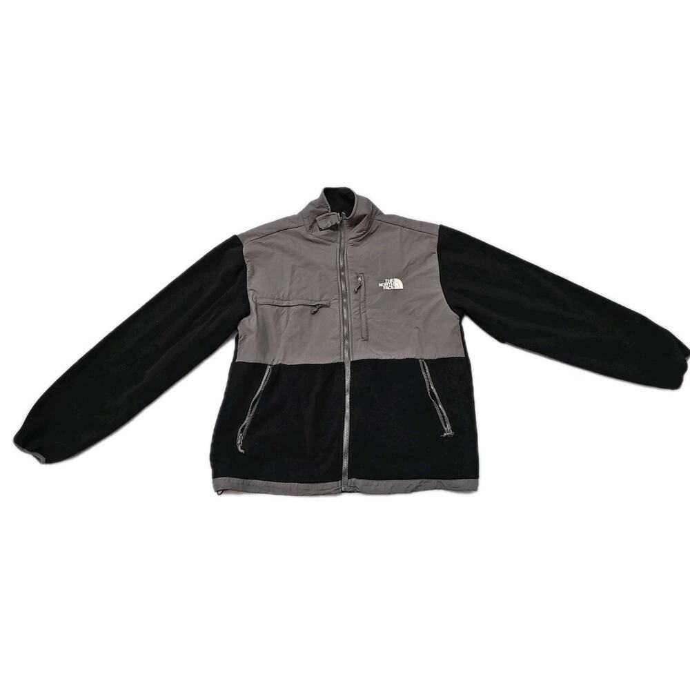 NORTH FACE Gray Black Denali Mens Zip Fleece Polartec Vented Jacket Sweater L